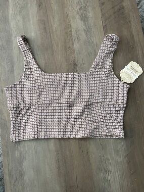 Altar'd State Pink Brown Tweed Crop Tank